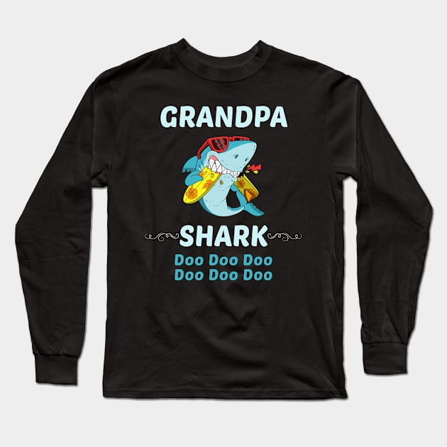 Family Shark 1 GRANDPA Long Sleeve T-Shirt by blakelan128